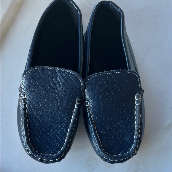 Other - Kids Navy Blue Stitched Faux Snakeskin Loafers